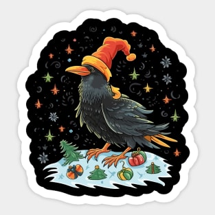 Crow Christmas Sticker